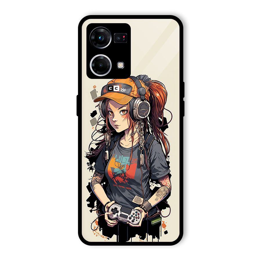 Cool Gamer Girl Glass Back Case for Oppo F21s Pro 4G