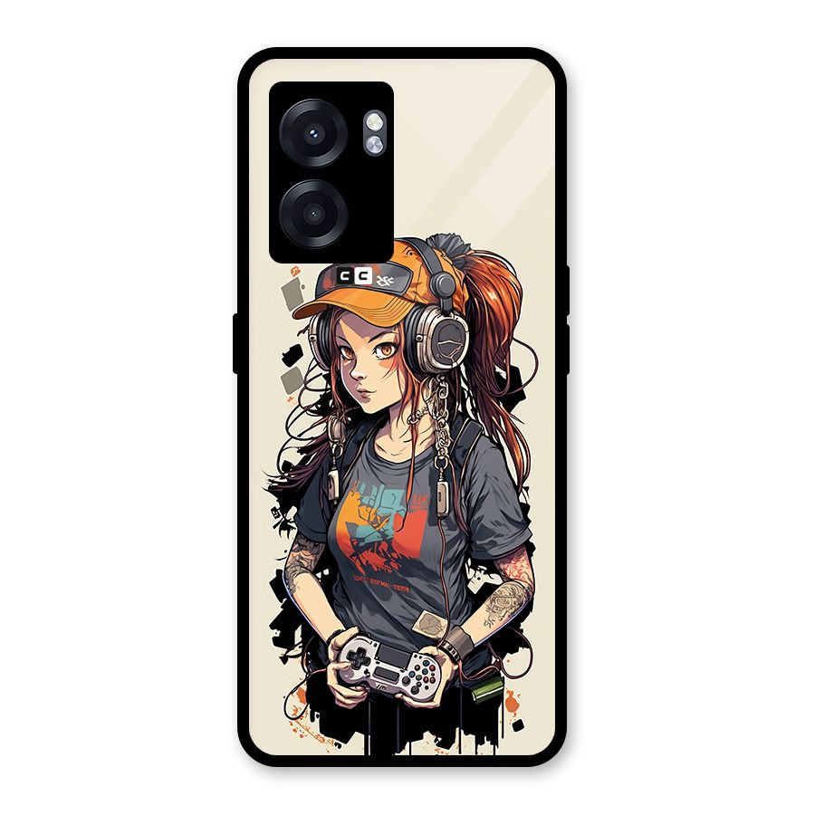 Cool Gamer Girl Glass Back Case for Oppo K10 (5G)