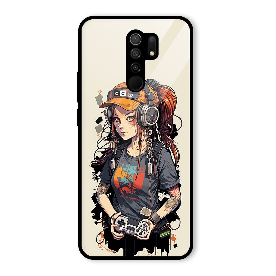 Cool Gamer Girl Glass Back Case for Poco M2