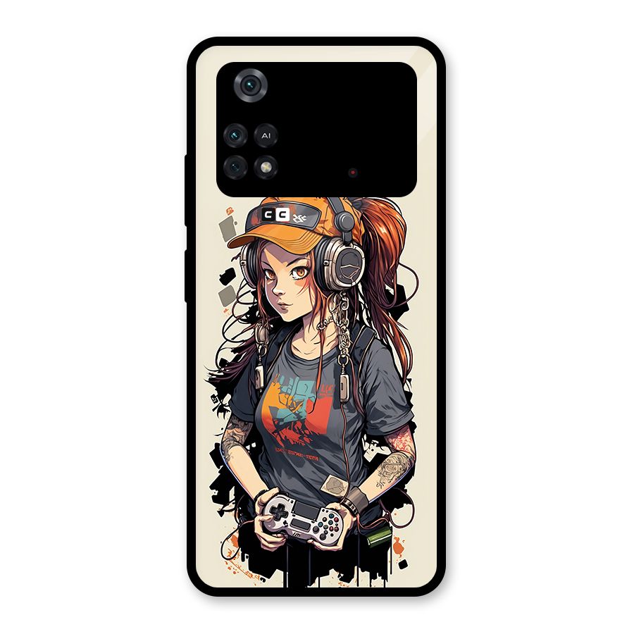 Cool Gamer Girl Glass Back Case for Poco M4 Pro 4G