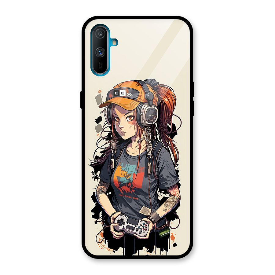 Cool Gamer Girl Glass Back Case for Realme C3