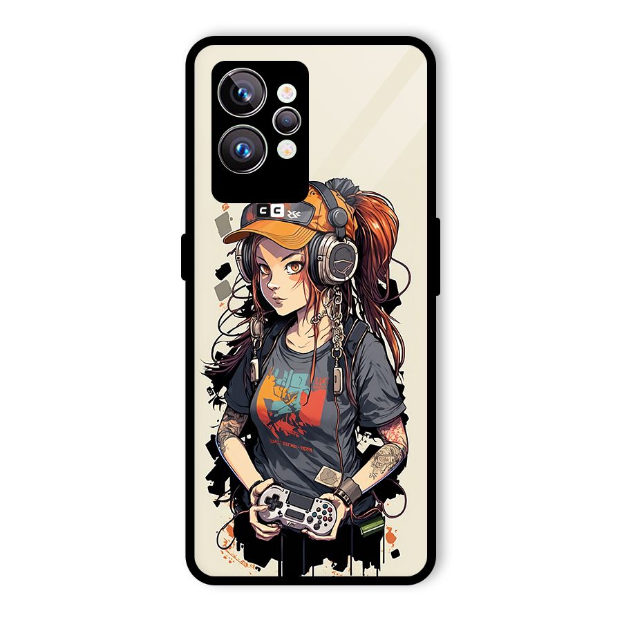 Cool Gamer Girl Glass Back Case for Realme GT2 Pro