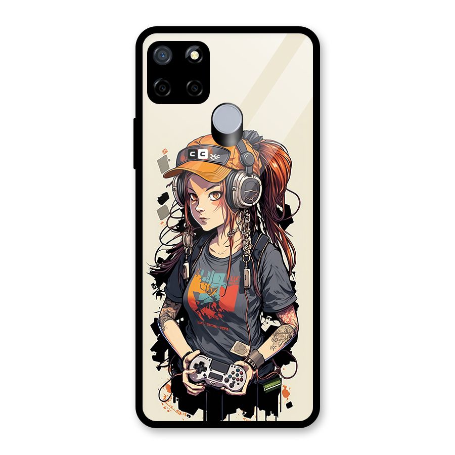 Cool Gamer Girl Glass Back Case for Realme Narzo 20