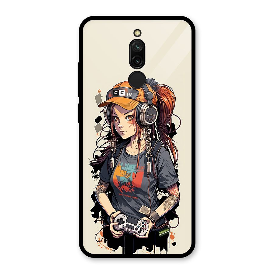 Cool Gamer Girl Glass Back Case for Redmi 8
