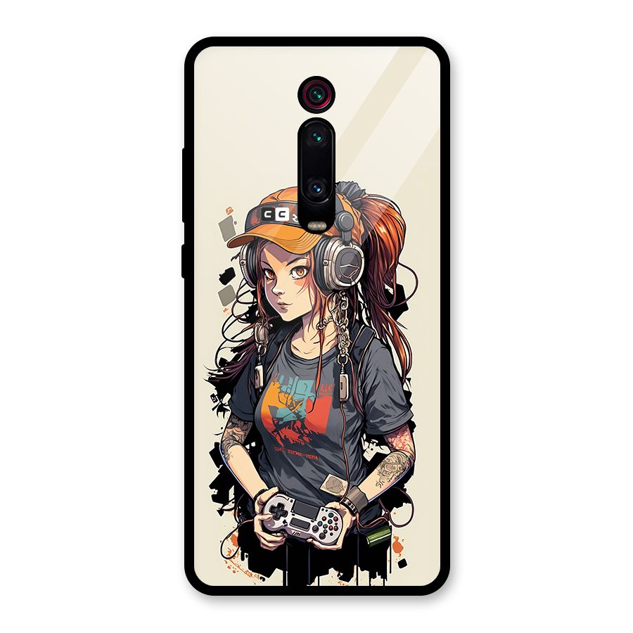 Cool Gamer Girl Glass Back Case for Redmi K20