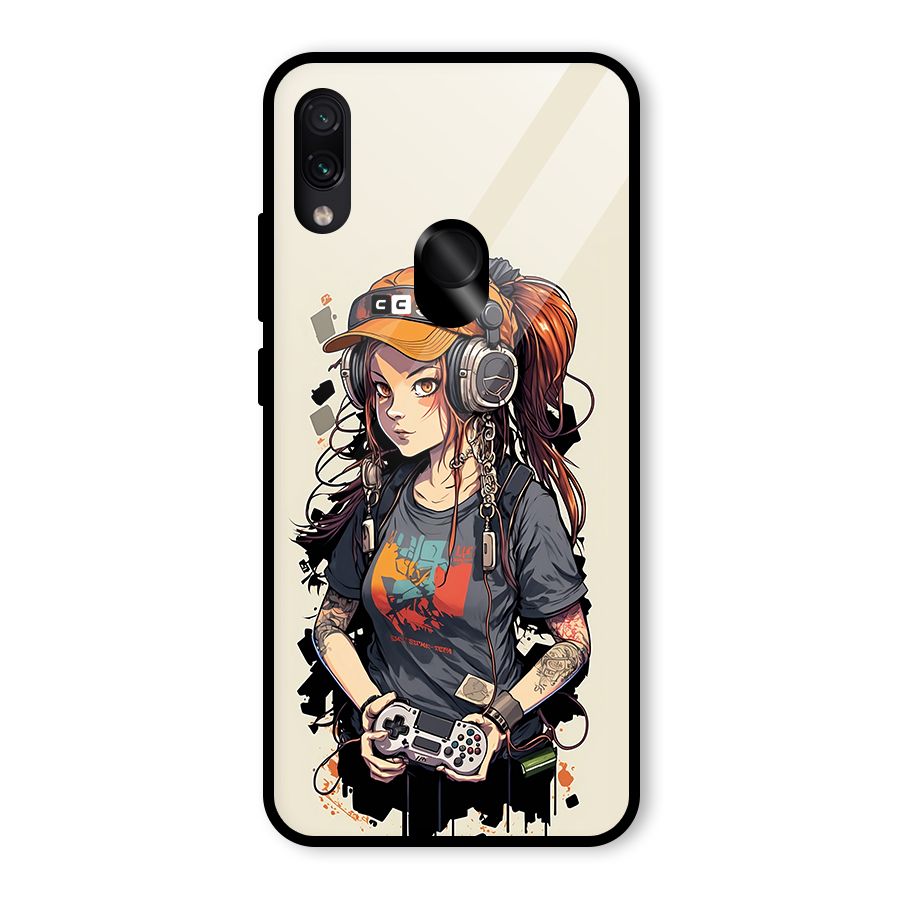 Cool Gamer Girl Glass Back Case for Redmi Note 7 Pro