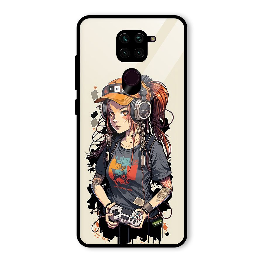 Cool Gamer Girl Glass Back Case for Redmi Note 9