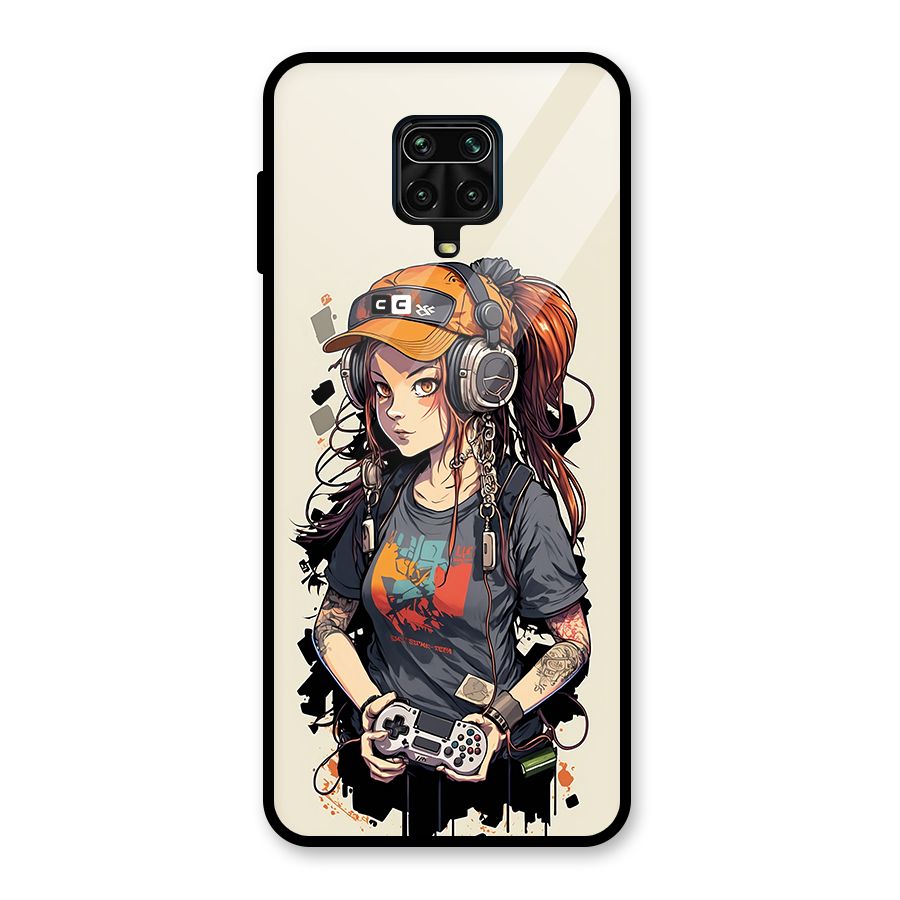 Cool Gamer Girl Glass Back Case for Redmi Note 9 Pro