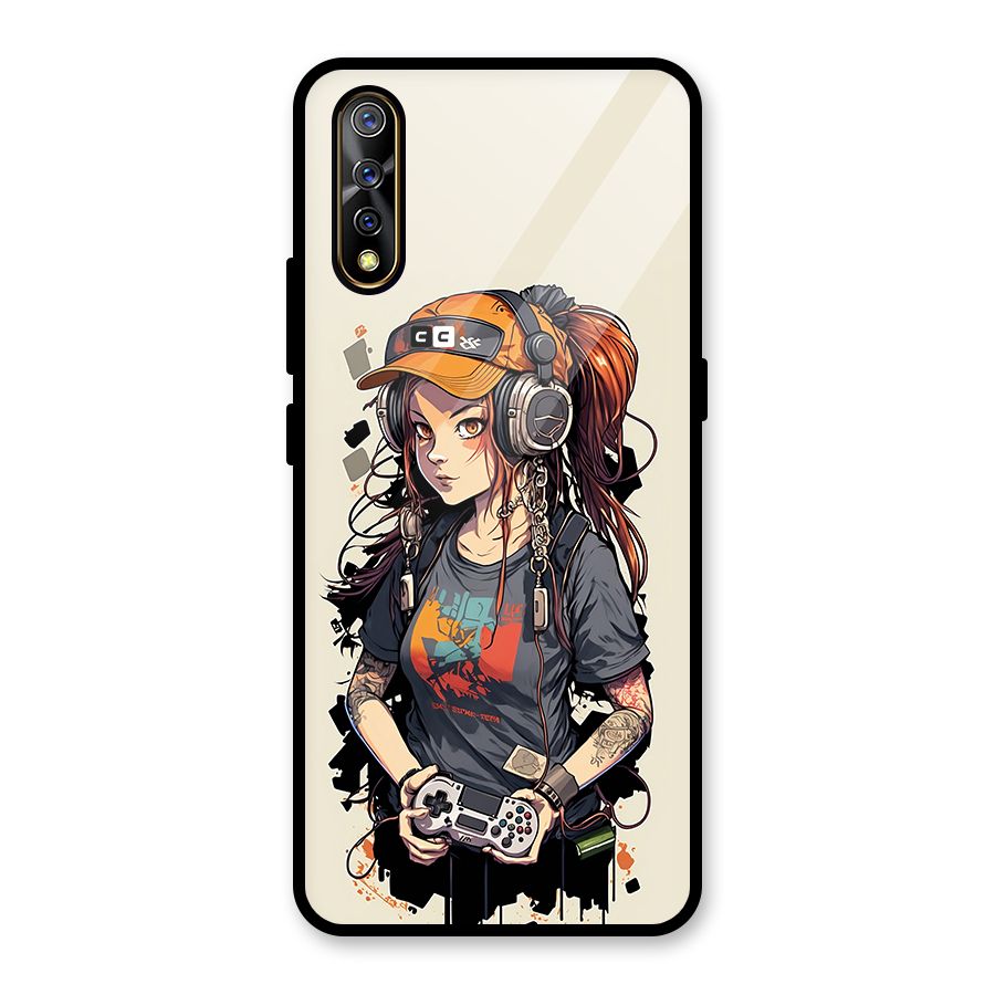 Cool Gamer Girl Glass Back Case for Vivo S1