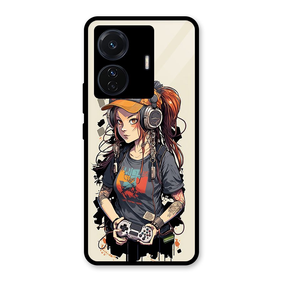 Cool Gamer Girl Glass Back Case for Vivo T1 Pro