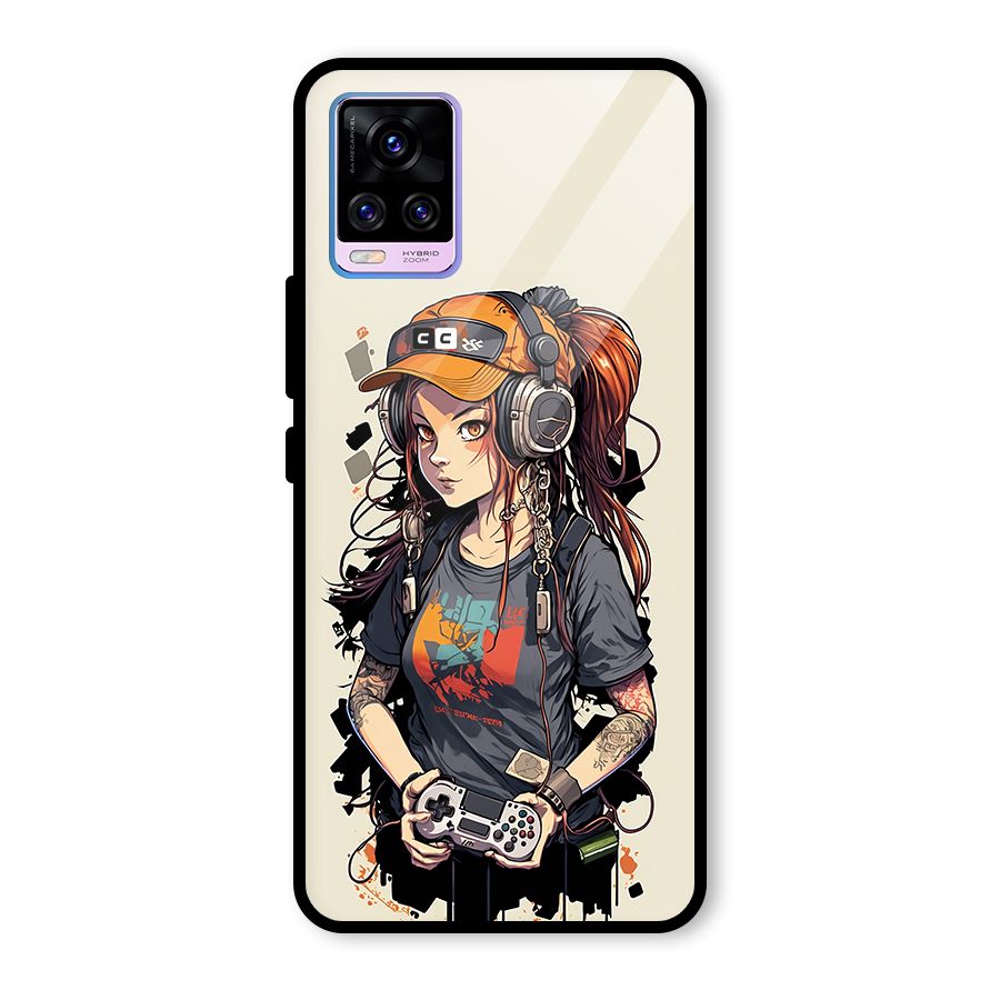 Cool Gamer Girl Glass Back Case for Vivo V20 Pro