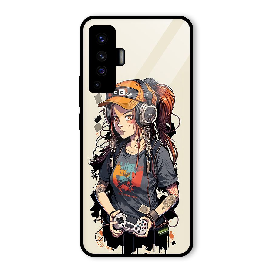 Cool Gamer Girl Glass Back Case for Vivo X50