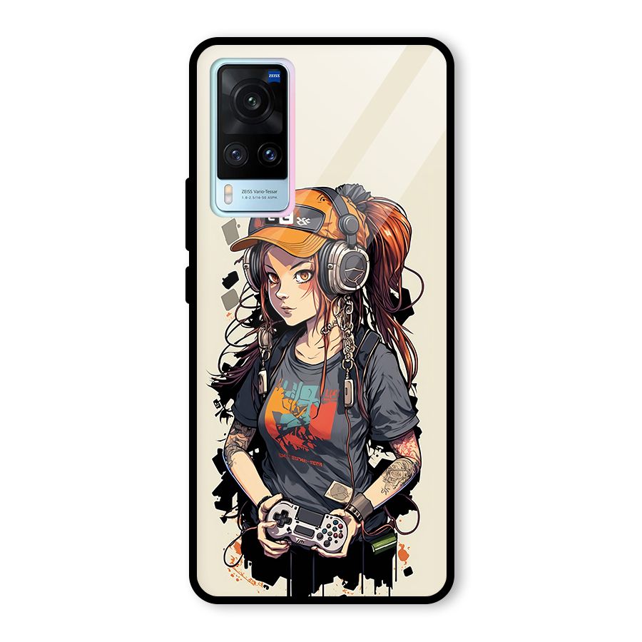 Cool Gamer Girl Glass Back Case for Vivo X60