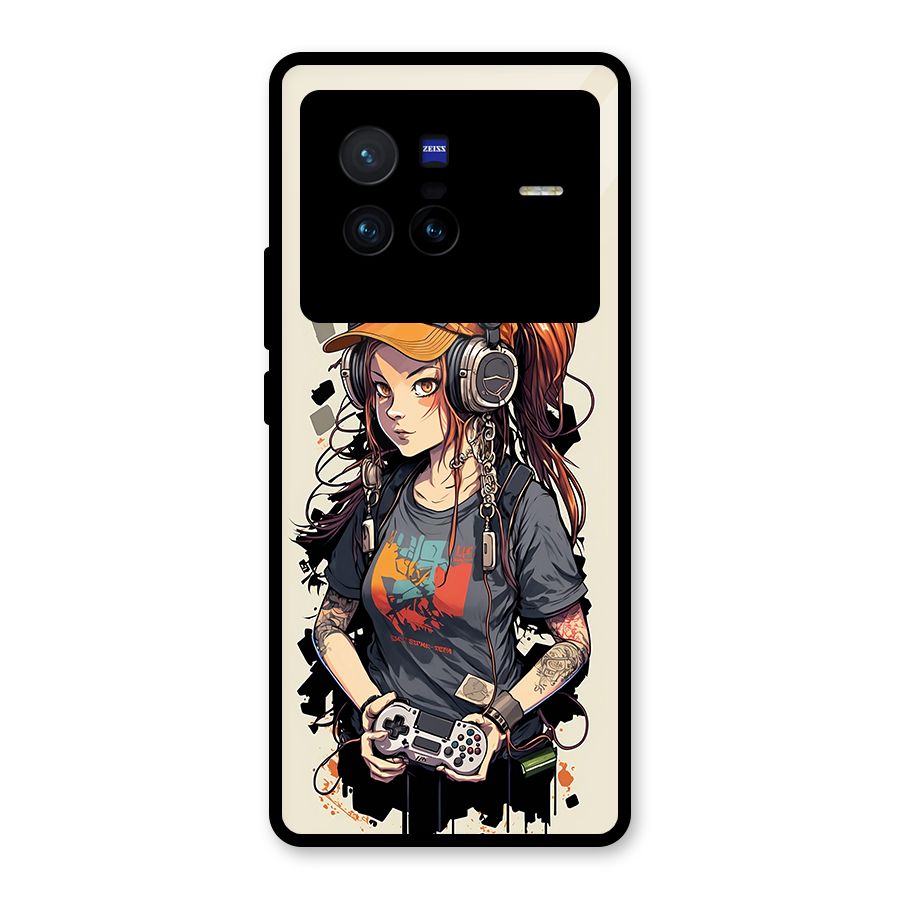 Cool Gamer Girl Glass Back Case for Vivo X80