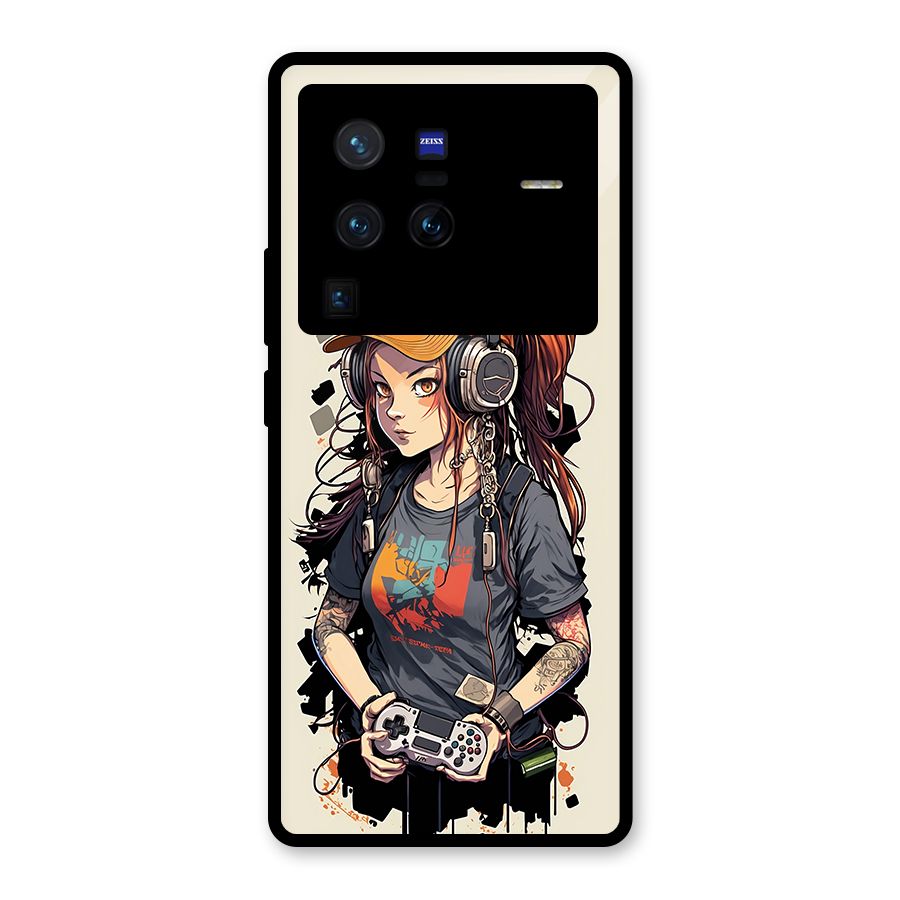 Cool Gamer Girl Glass Back Case for Vivo X80 Pro