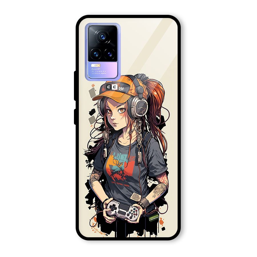 Cool Gamer Girl Glass Back Case for Vivo Y73