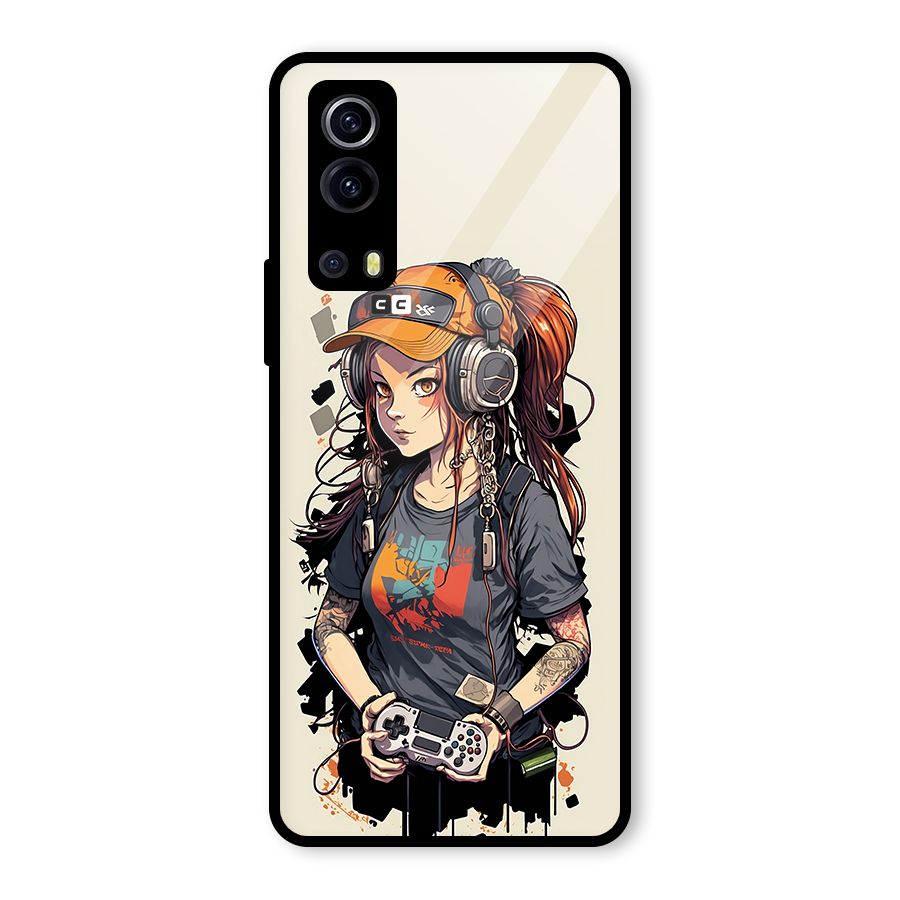 Cool Gamer Girl Glass Back Case for Vivo iQOO Z3