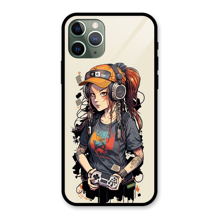 Cool Gamer Girl Glass Back Case for iPhone 11 Pro