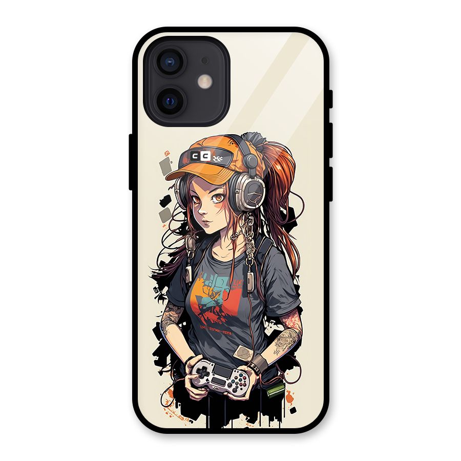 Cool Gamer Girl Glass Back Case for iPhone 12
