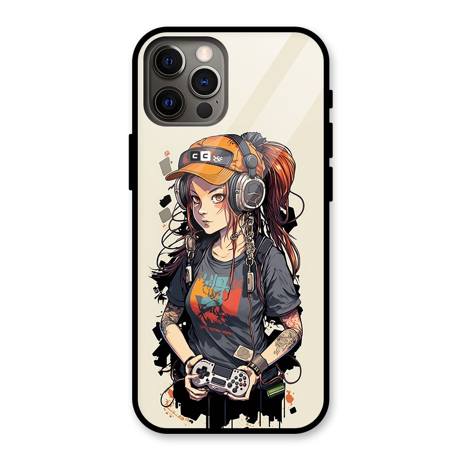 Cool Gamer Girl Glass Back Case for iPhone 12 Pro