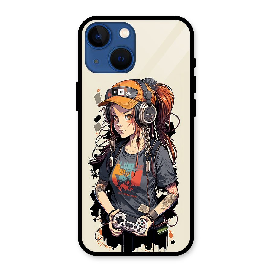 Cool Gamer Girl Glass Back Case for iPhone 13 Mini