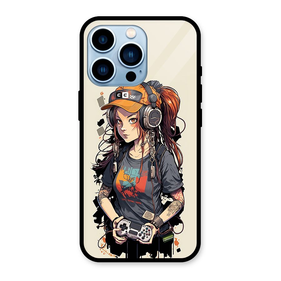 Cool Gamer Girl Glass Back Case for iPhone 13 Pro