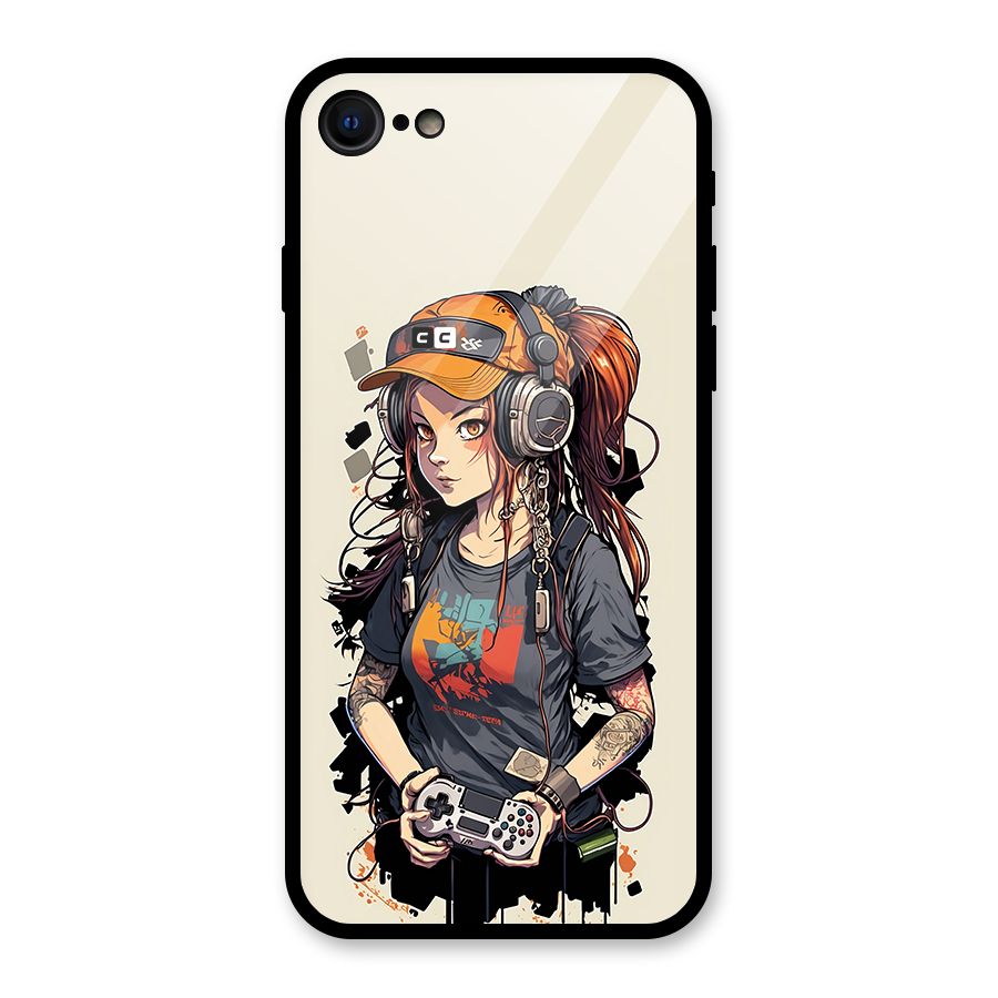 Cool Gamer Girl Glass Back Case for iPhone 7