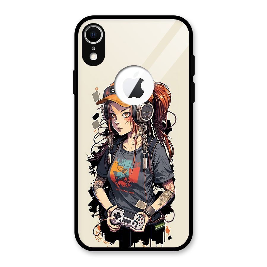 Cool Gamer Girl Glass Back Case for iPhone XR Logo Cut