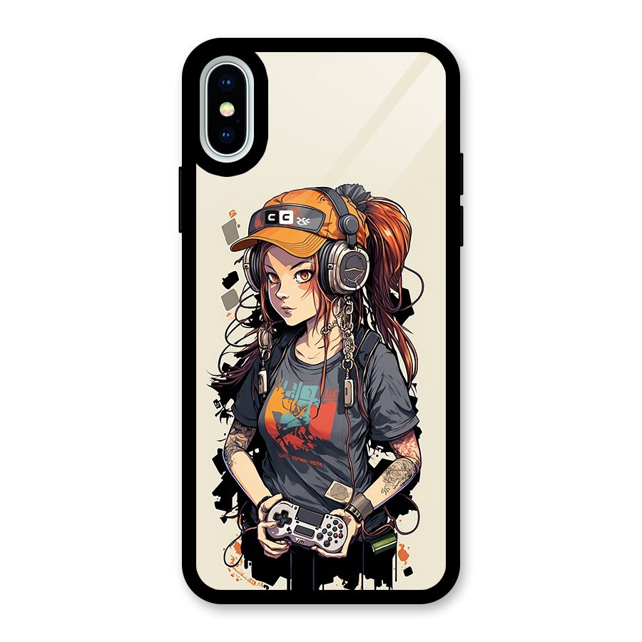 Cool Gamer Girl Glass Back Case for iPhone XS
