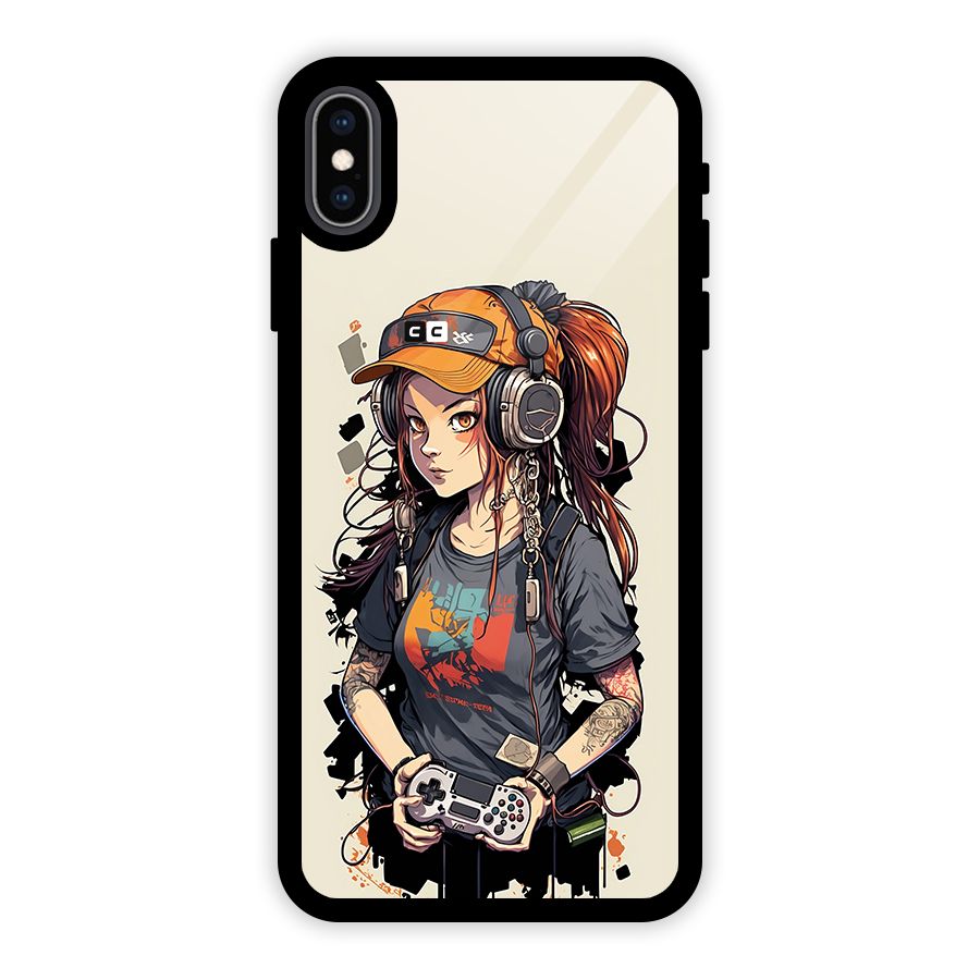 Cool Gamer Girl Glass Back Case for iPhone XS Max
