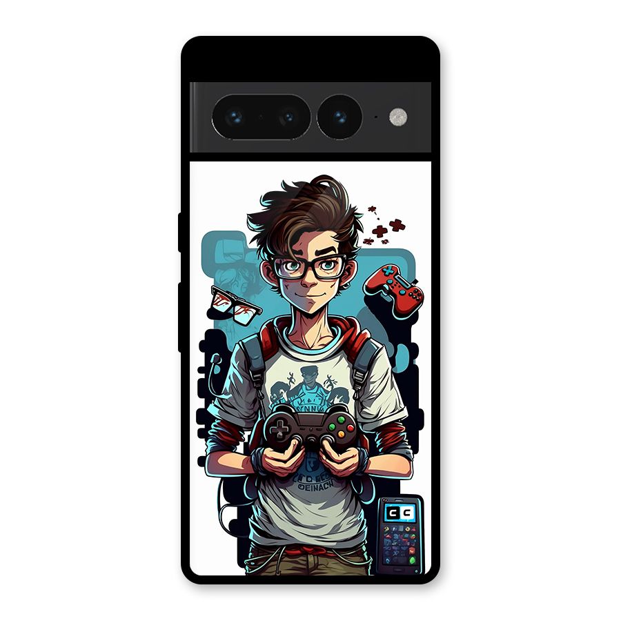 Cool Gamer Guy Glass Back Case for Google Pixel 7 Pro