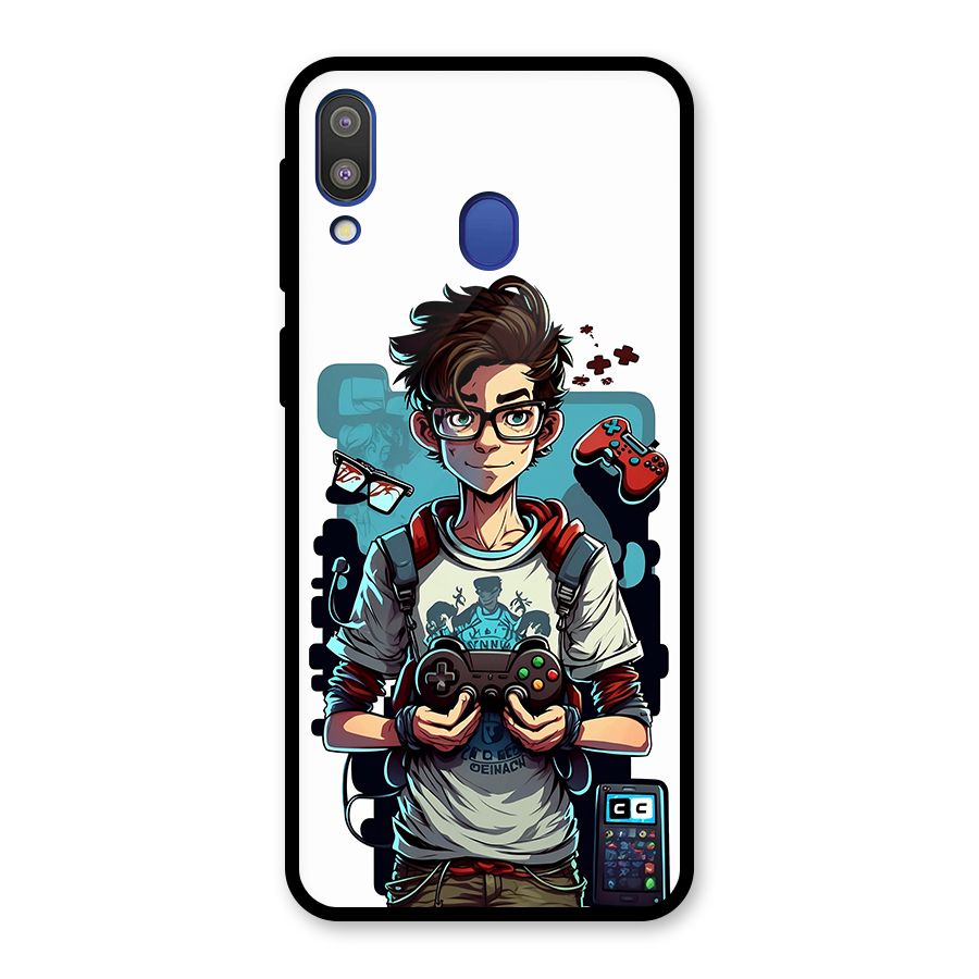 Cool Gamer Guy Glass Back Case for Galaxy M20