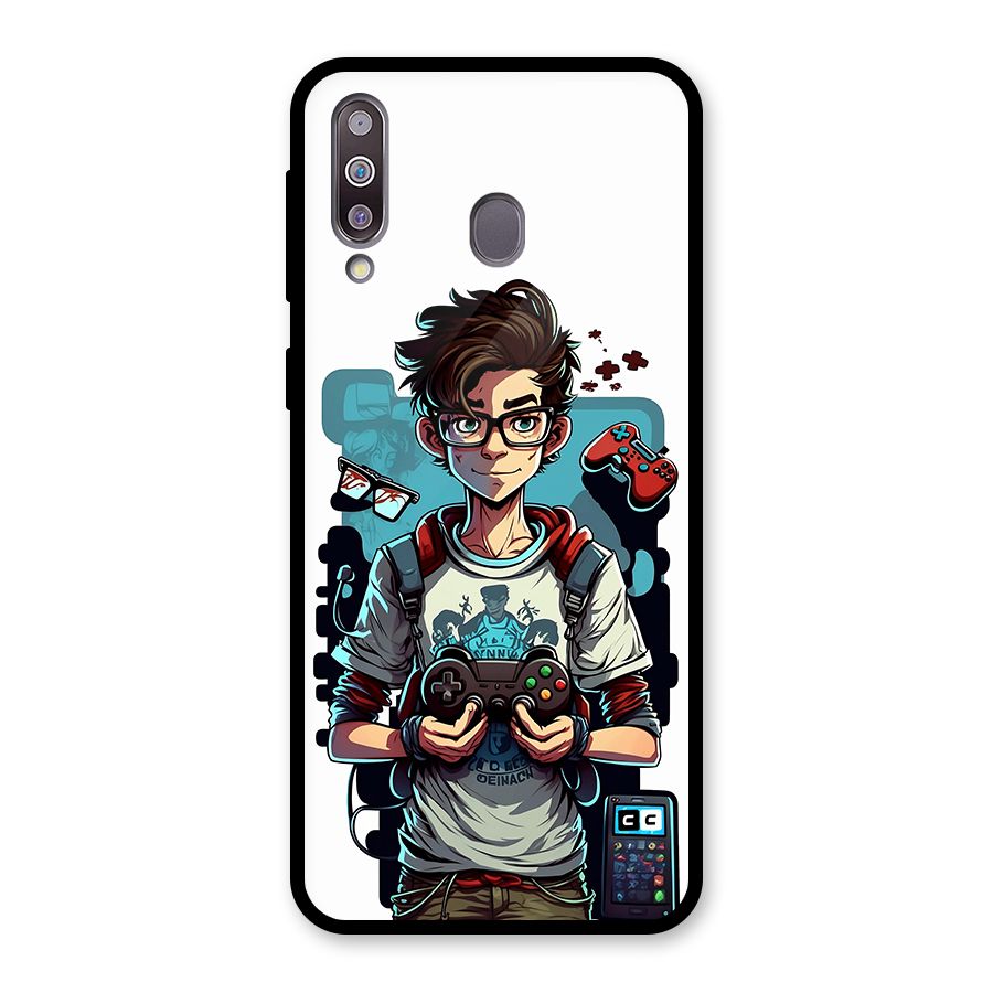 Cool Gamer Guy Glass Back Case for Galaxy M30