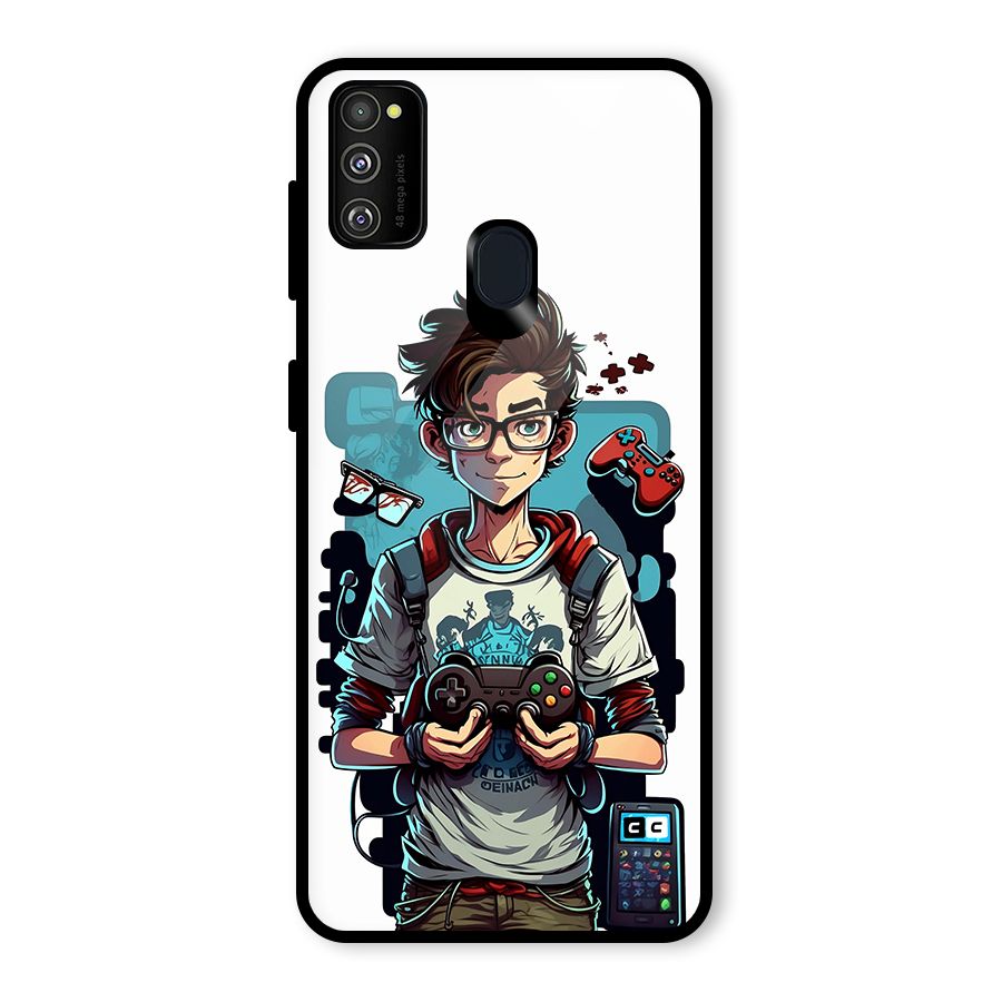 Cool Gamer Guy Glass Back Case for Galaxy M30s