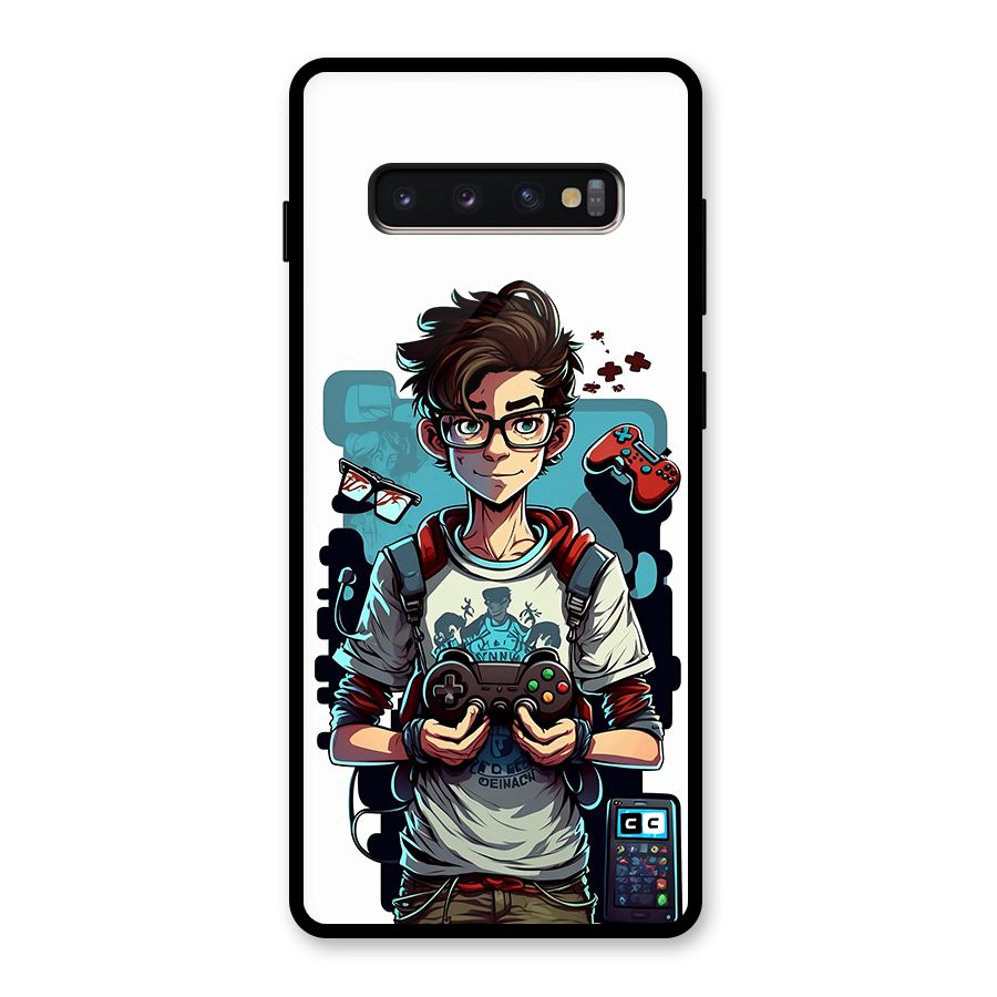 Cool Gamer Guy Glass Back Case for Galaxy S10 Plus