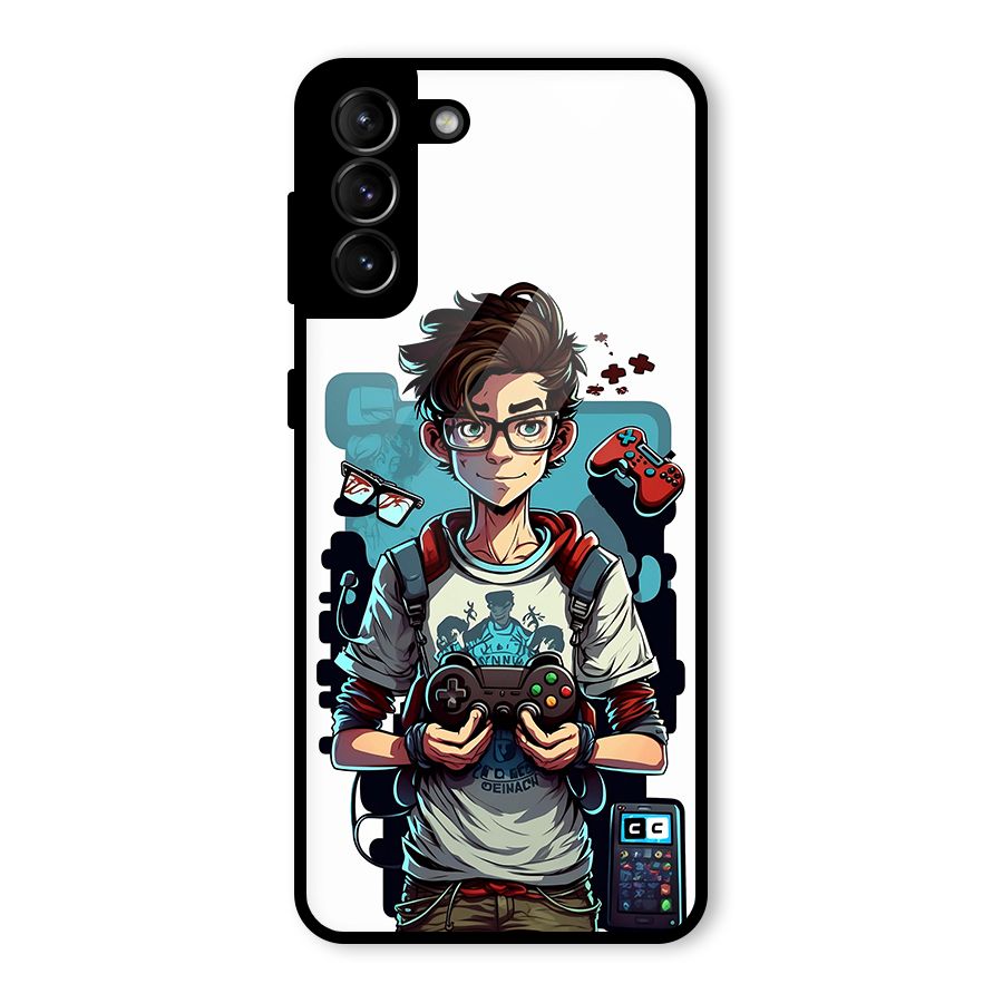 Cool Gamer Guy Glass Back Case for Galaxy S21 Plus