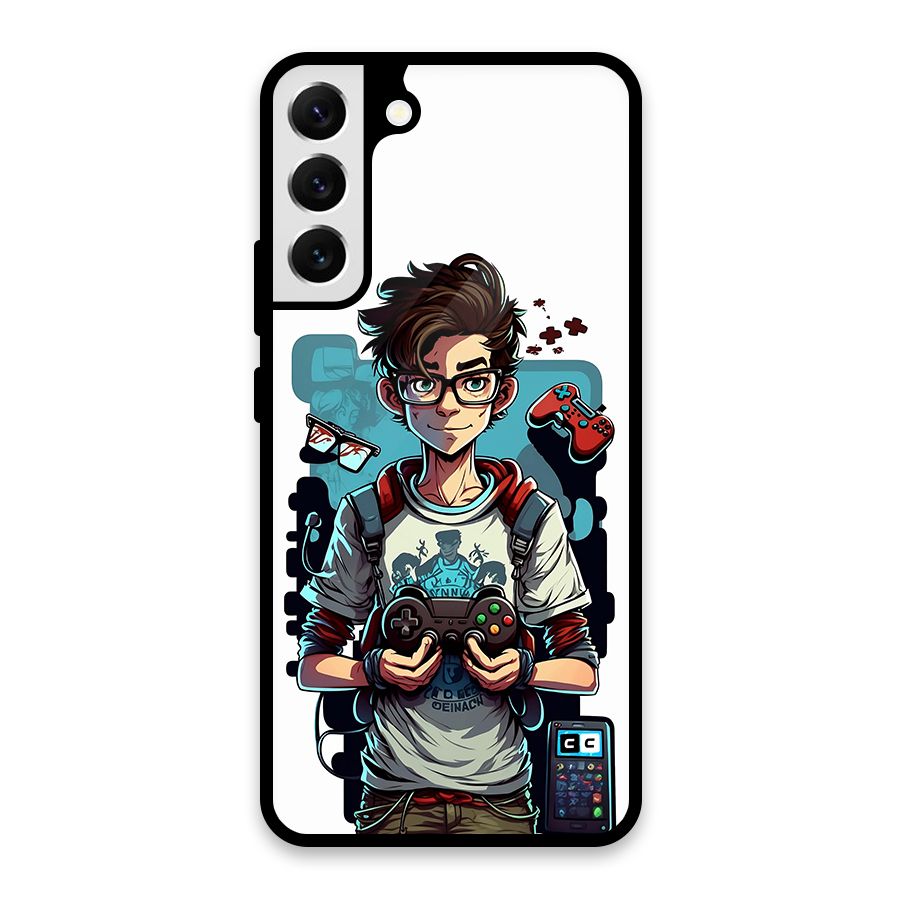 Cool Gamer Guy Glass Back Case for Galaxy S22 Plus 5G
