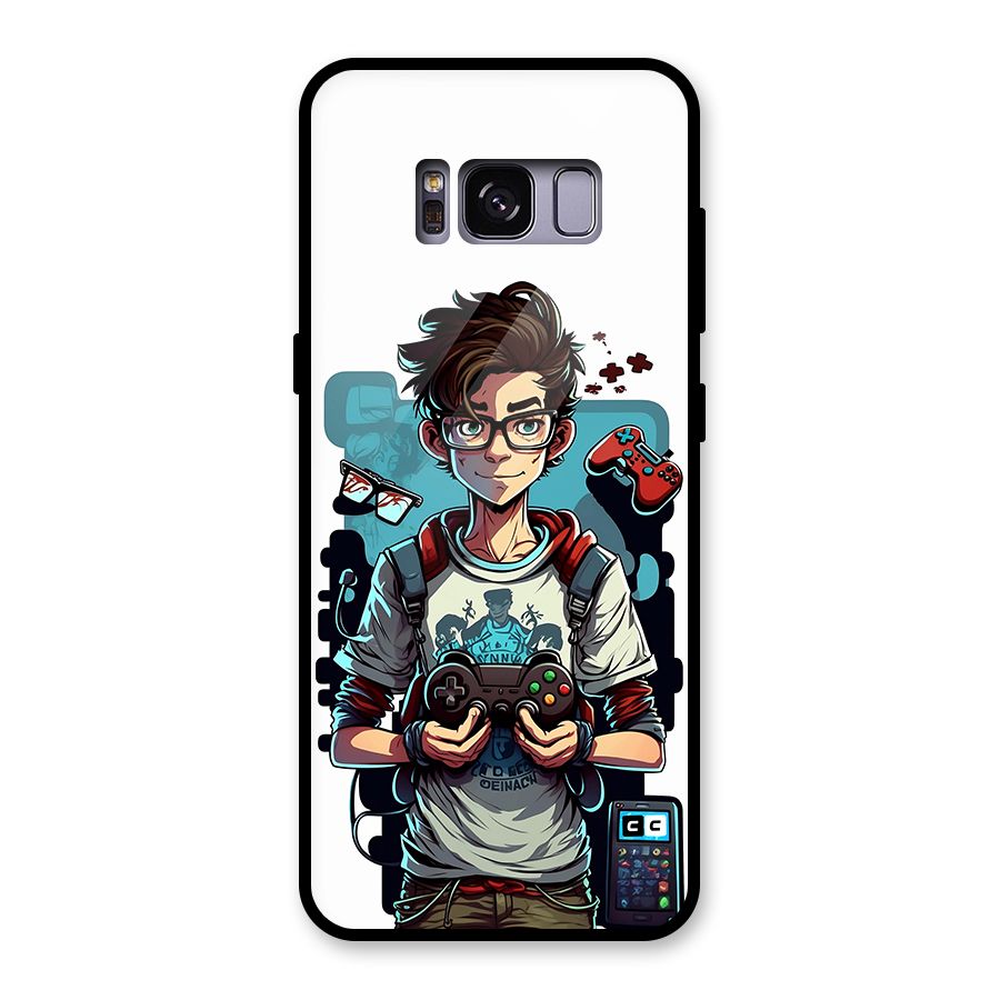 Cool Gamer Guy Glass Back Case for Galaxy S8
