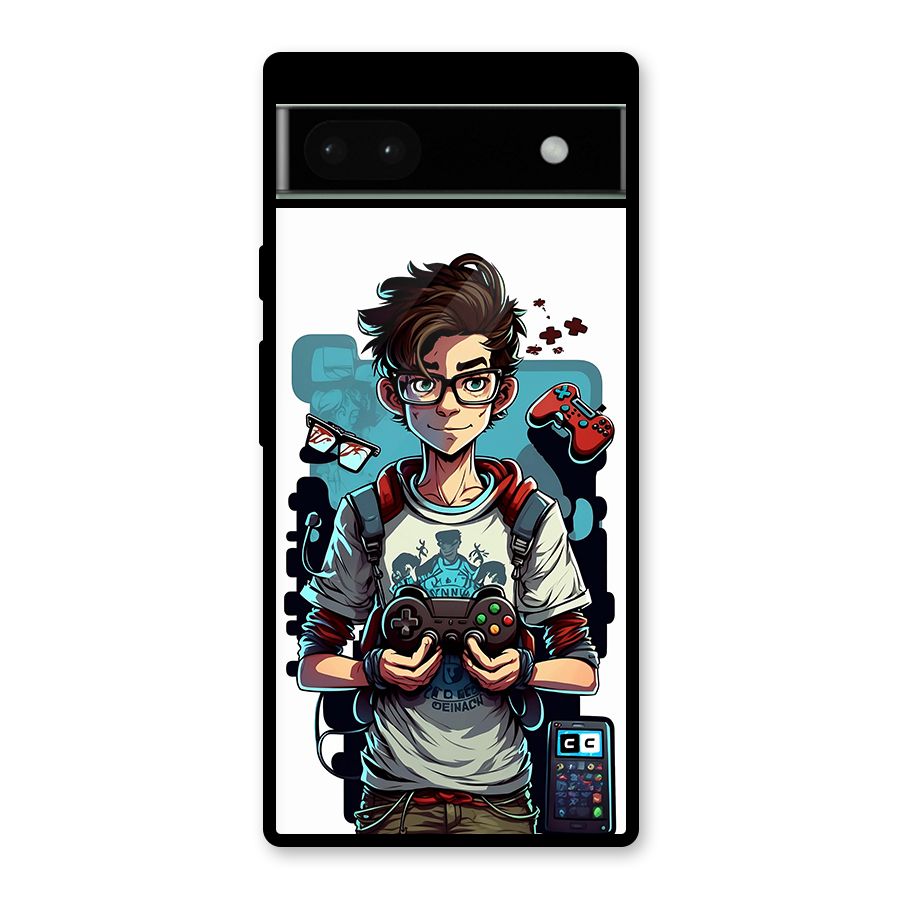 Cool Gamer Guy Glass Back Case for Google Pixel 6a
