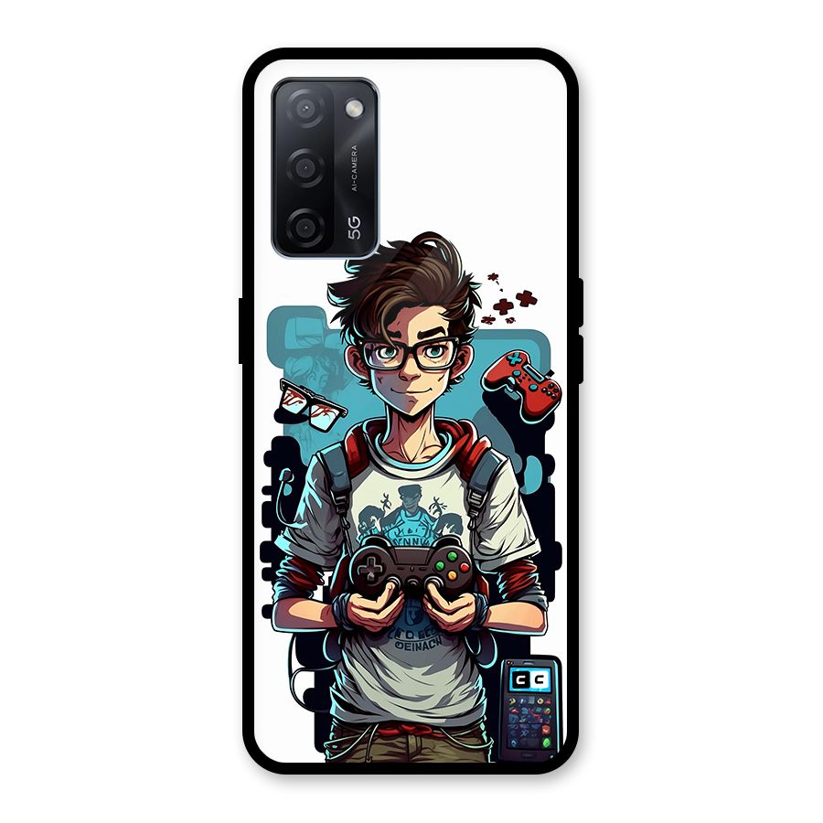 Cool Gamer Guy Glass Back Case for Oppo A53s 5G