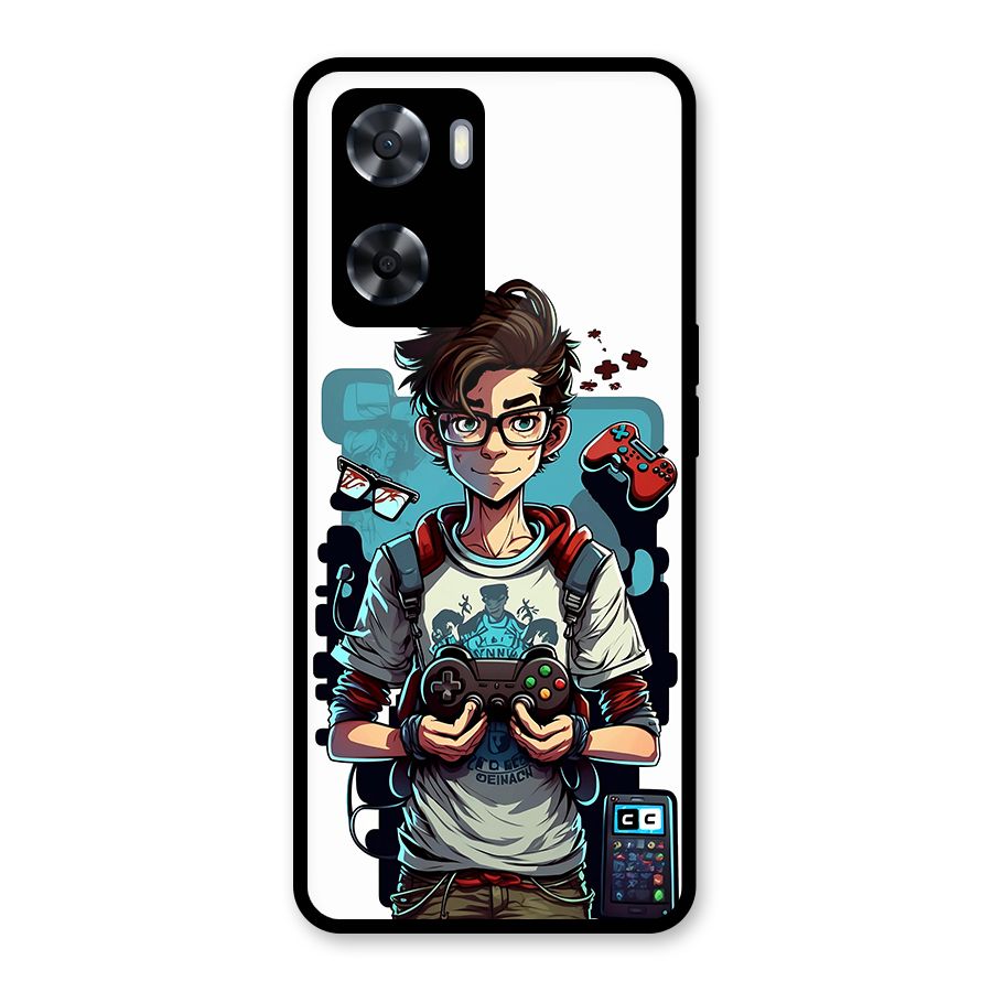 Cool Gamer Guy Glass Back Case for Oppo A57 2022