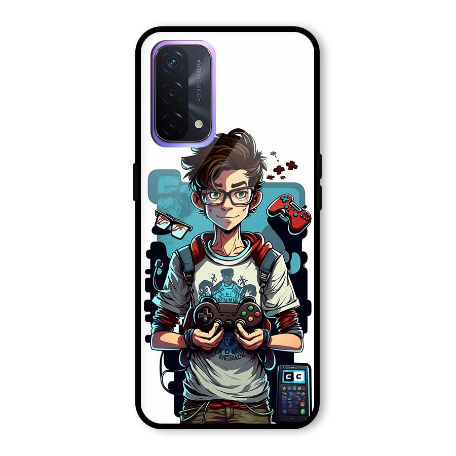 Cool Gamer Guy Glass Back Case for Oppo A74 5G