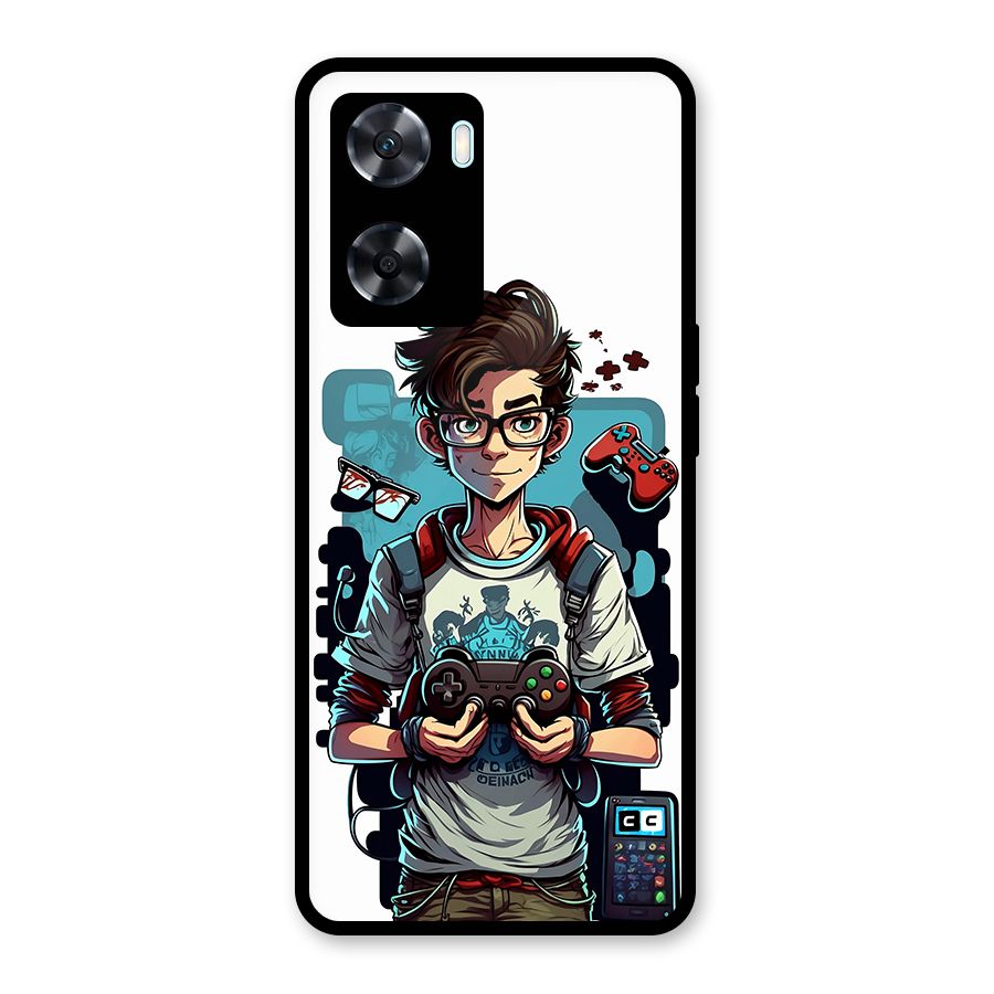 Cool Gamer Guy Glass Back Case for Oppo A77