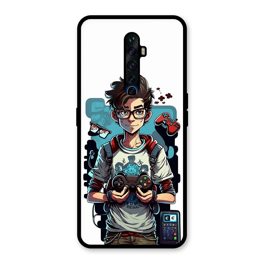 Cool Gamer Guy Glass Back Case for Oppo Reno2 F