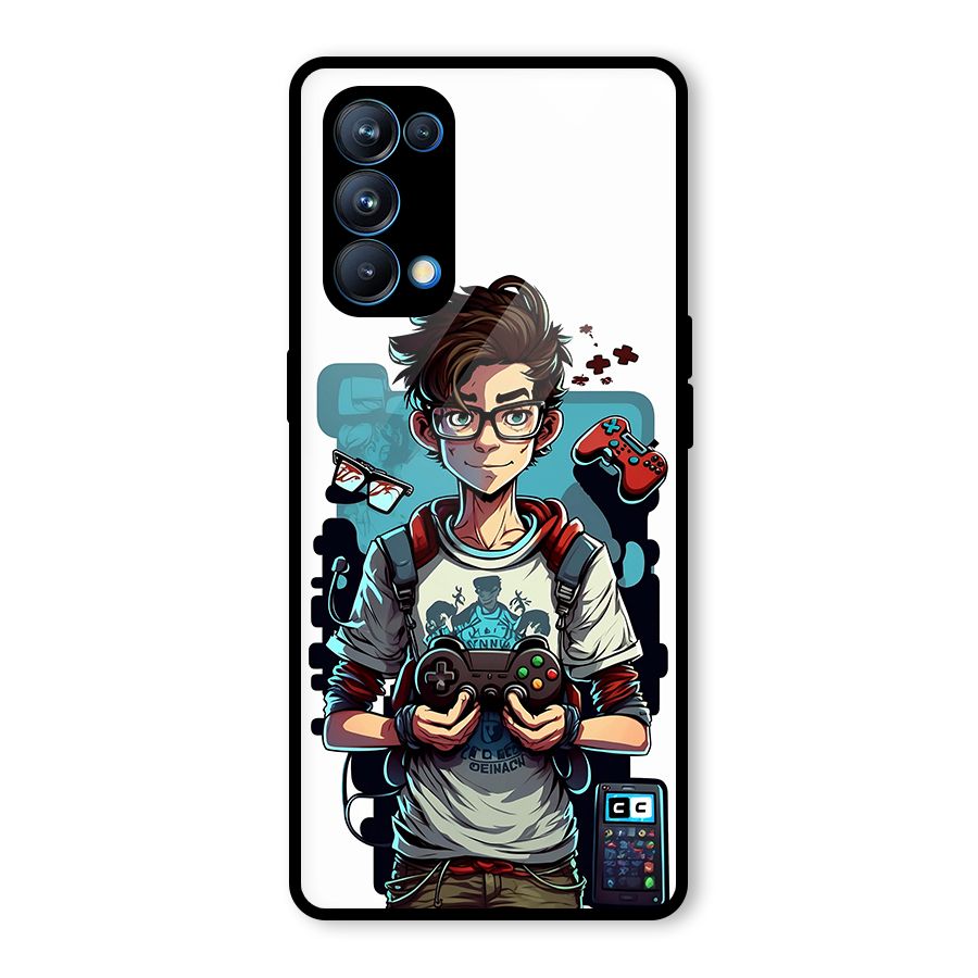 Cool Gamer Guy Glass Back Case for Oppo Reno5 Pro 5G