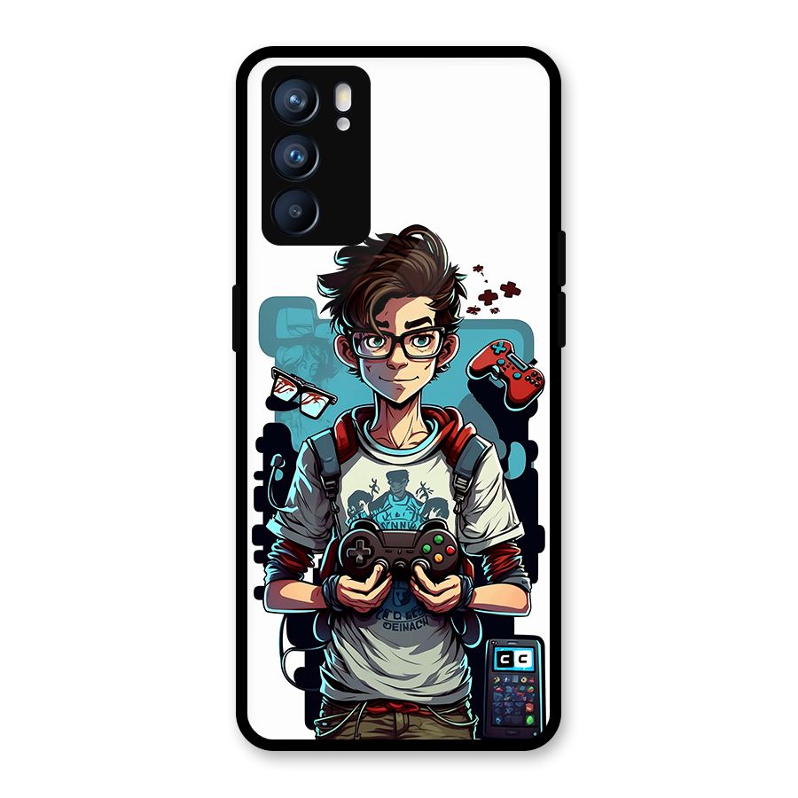 Cool Gamer Guy Glass Back Case for Oppo Reno6 5G