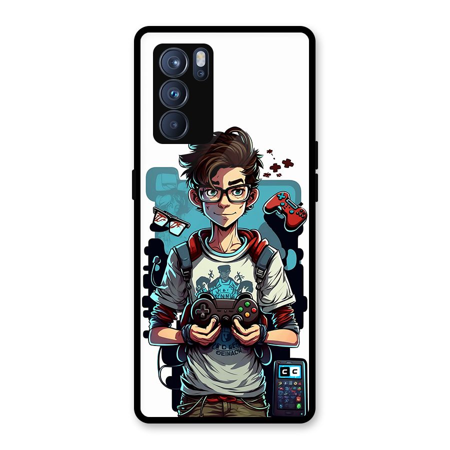 Cool Gamer Guy Glass Back Case for Oppo Reno6 Pro 5G