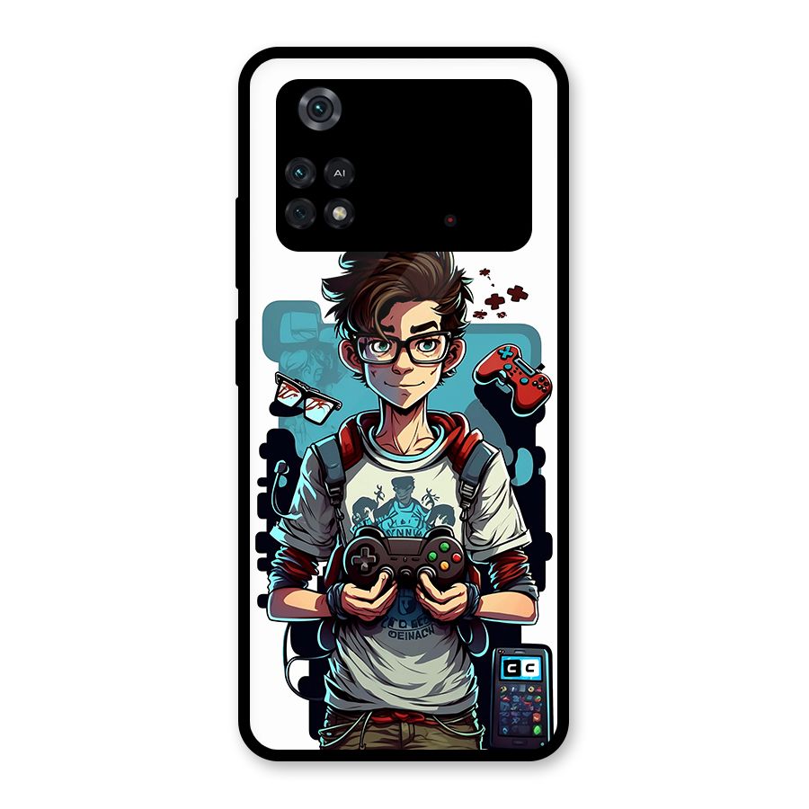Cool Gamer Guy Glass Back Case for Poco M4 Pro 4G