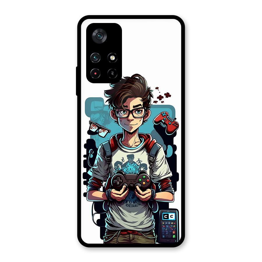 Cool Gamer Guy Glass Back Case for Poco M4 Pro 5G
