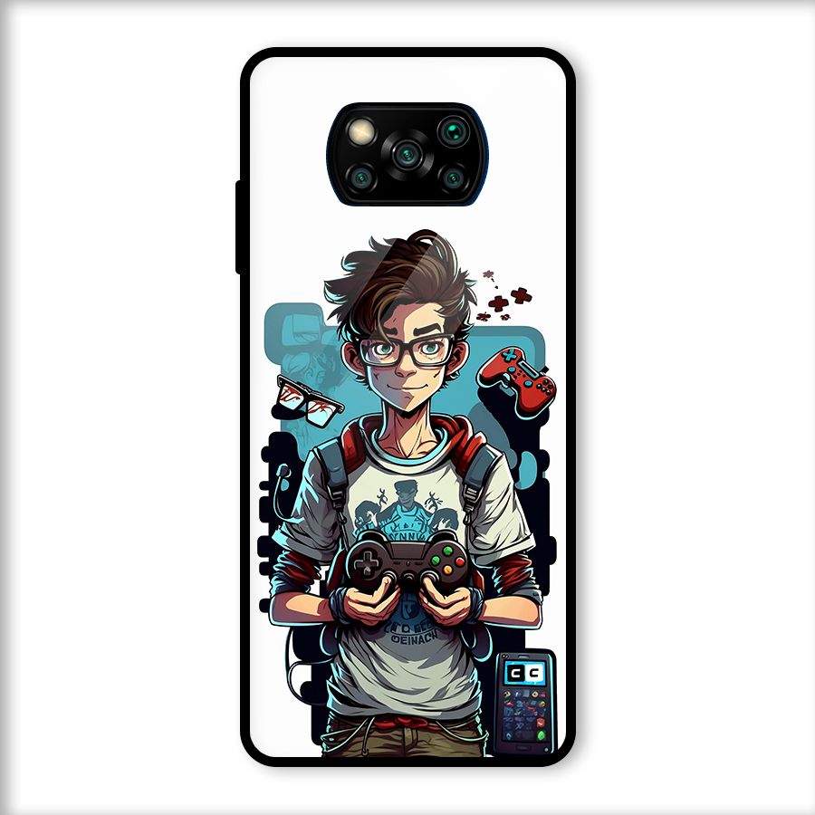 Cool Gamer Guy Glass Back Case for Poco X3